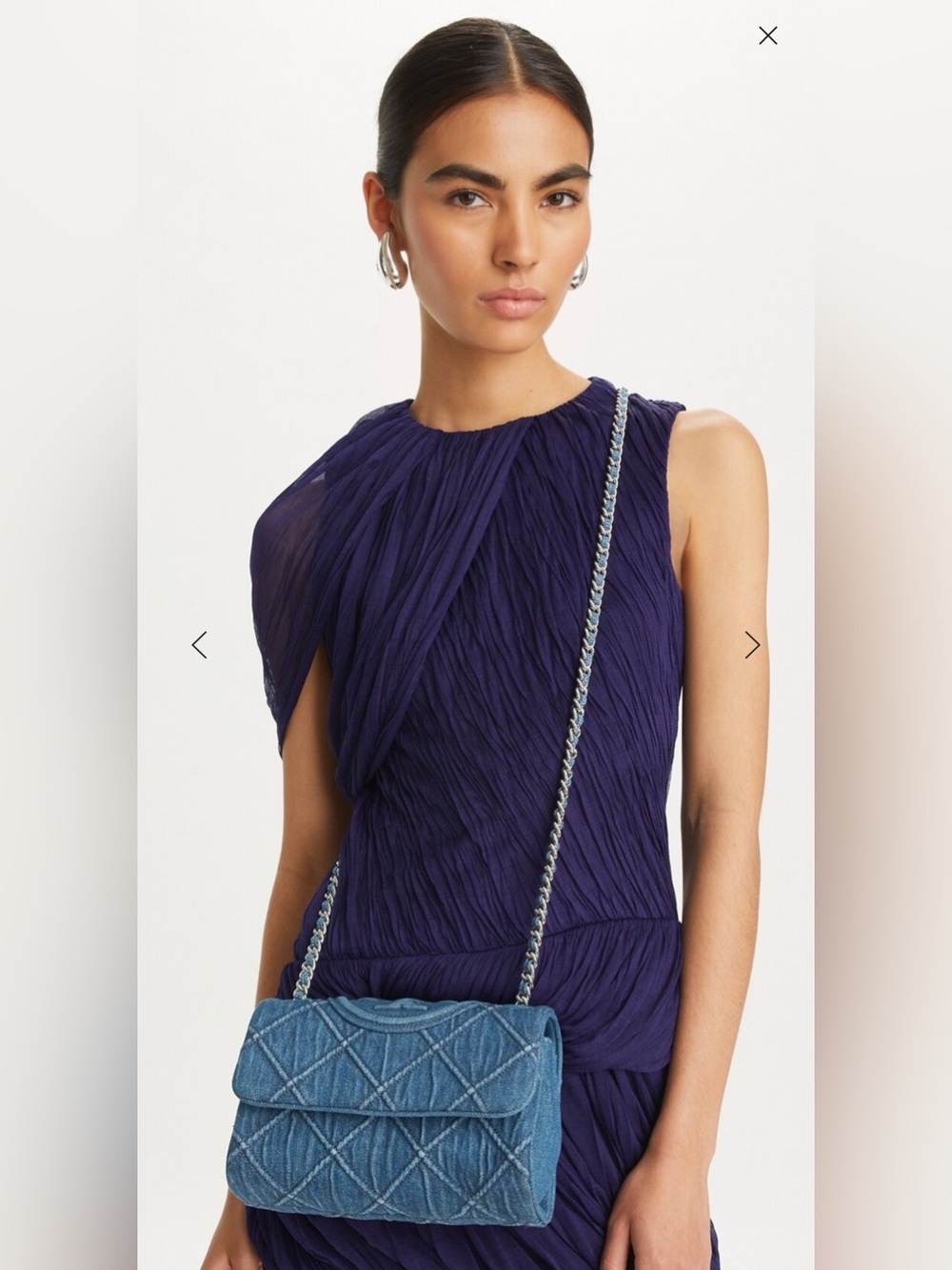 NWOT TORY BURCH SMALL FLEMING SOFT DENIM CONVERTIBLE SHOULDER BAG - Picture 3 of 12